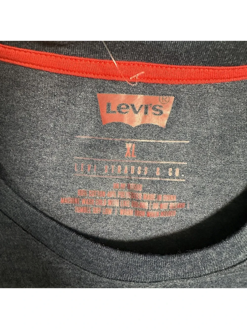 Levis T-Shirt Men XLarge Blue Logo Crewneck Striped Tee